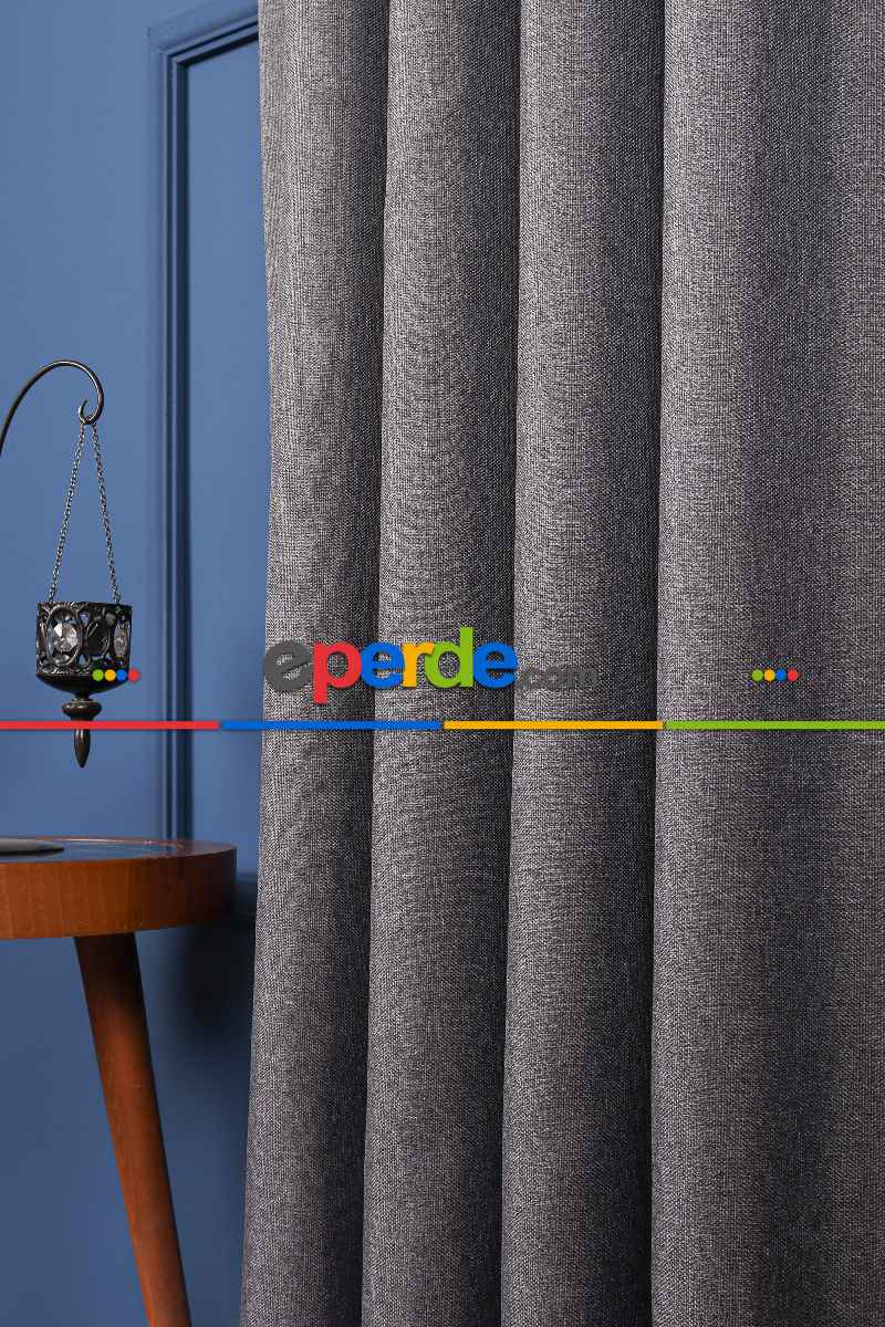 Gri Keten Blackout Karartma Fon Perde