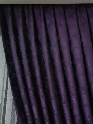 Patine Desenli Patlıcan Moru Renk Jakar Desenli Fon Perde- Mor Patlıcan Moru