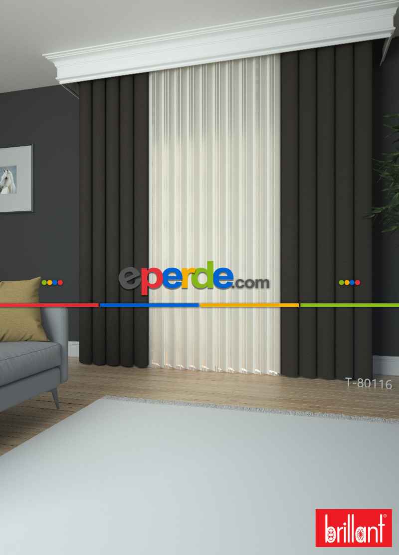 Brillant Akıllı Tül Perde Haki Yeşil Renkli Tül Dikey Zebra Perde Düz 1. Kalite