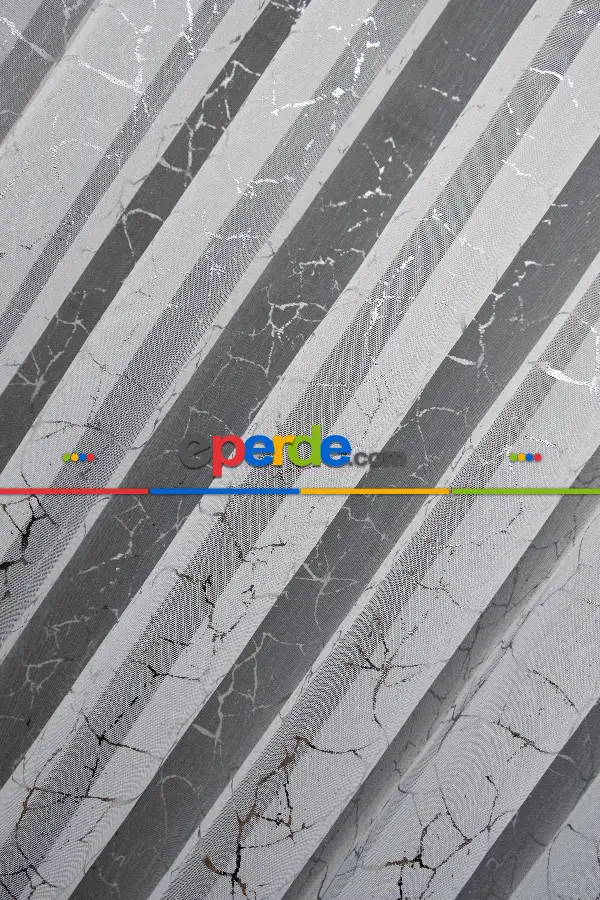 Yatak Odası - Modern Gümüş Varaklı Keten Tül Perde Yüksek Kalite