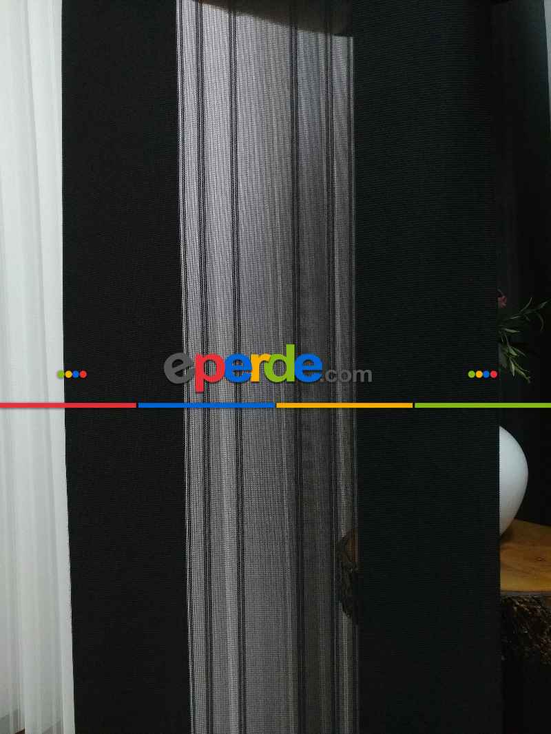 Yatak Odası - Lens Akıllı Dikey Tül Perde 111- Siyah-beyaz-gümüş-antrasit