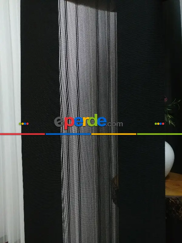 Lens Akıllı Dikey Tül Perde 111- Siyah-beyaz-gümüş-antrasit