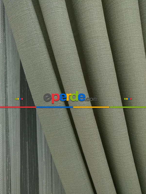 Yatak Odası - Keten Krem Renk Düz Fon Perde- Krem