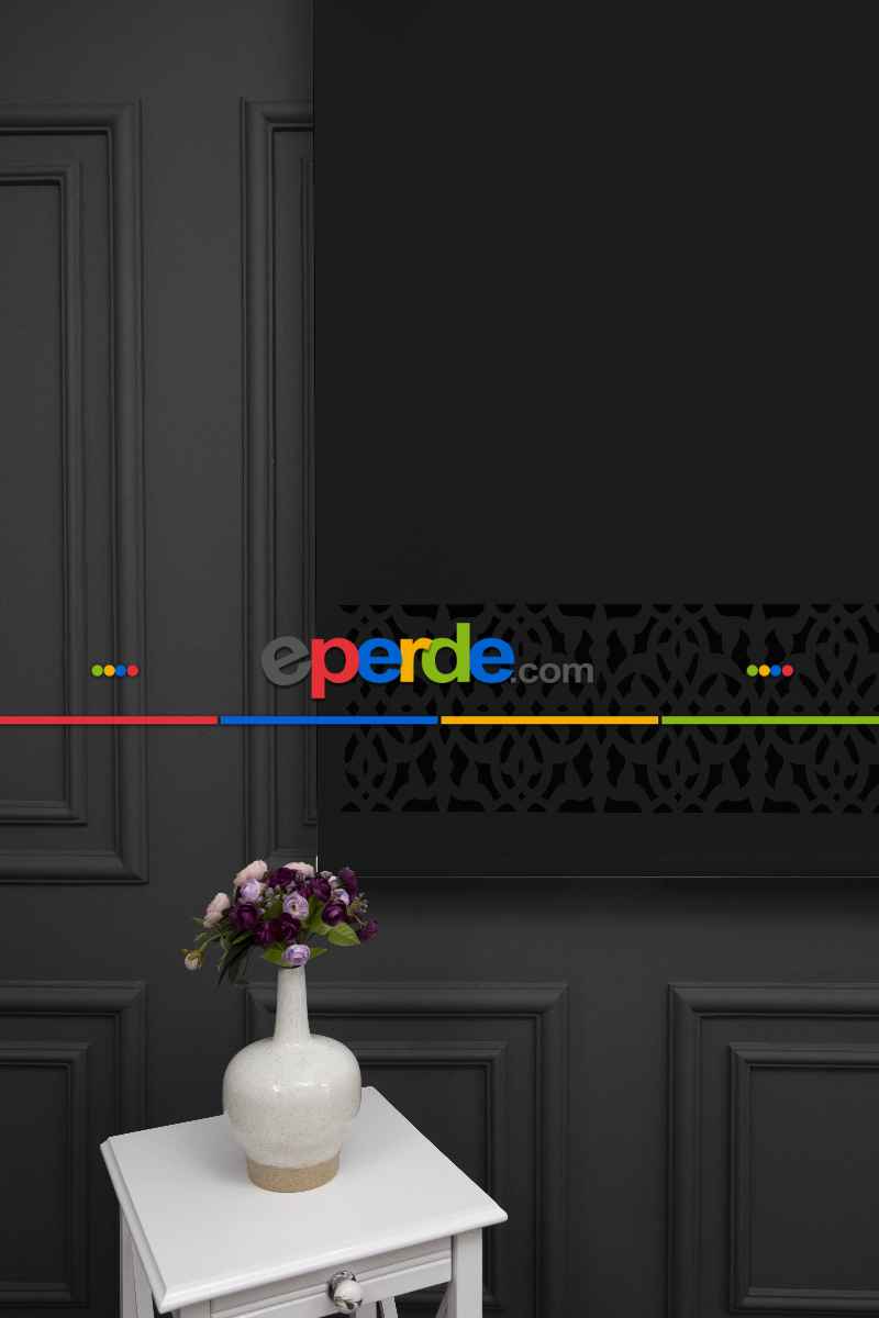 Siyah Renk Lazer Kesim Mat Stor Perde (ister Düz - İster Lazer Kesimli Satın Alın)