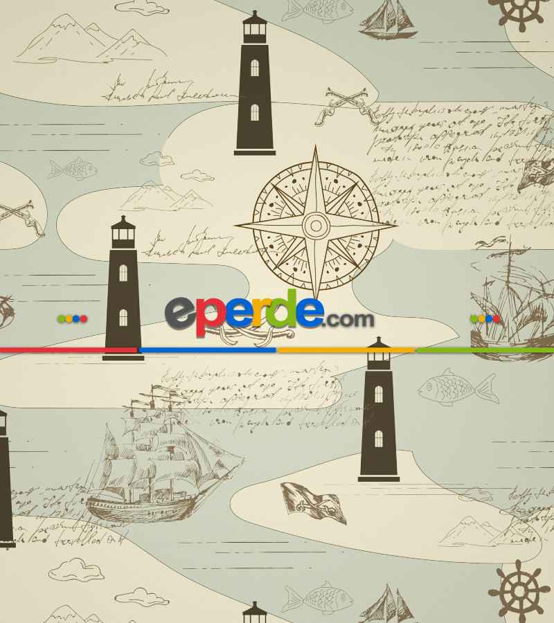 Çocuk Odası Stor Perde - Denizfeneri Desenli Baskılı Stor Perde- Çok Renkli