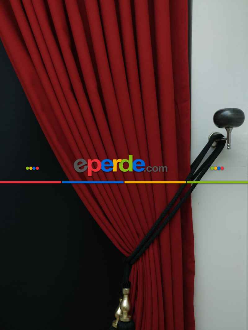 Düz Renk Dökümlü Fon Perde (180)- Kırmızı