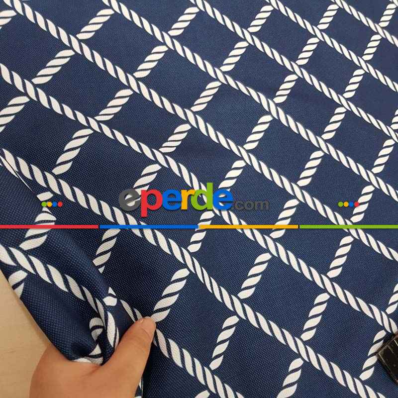 Marin Serisi Karo Desenli Fon Perde Evm1512-1 Kumaşı Kalındır Duck Bezi Değildir- Mavi Koyu