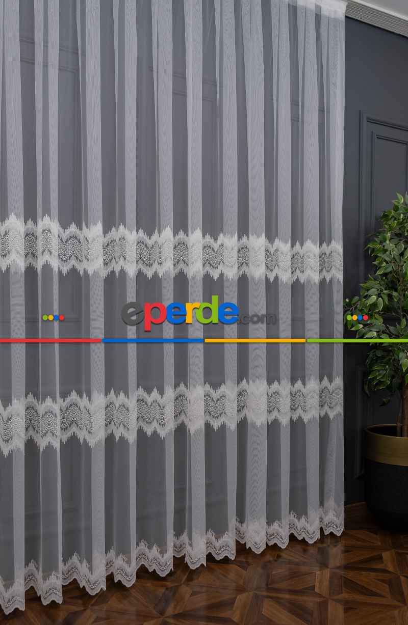 Salon - Brillant Alto Desen Tasarım Ekru Tül Perde