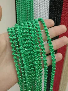 Yeşil Rengi İp Perde Bukle Serisi- Yeşil-gümüş