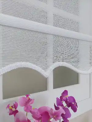 Çift Sistem Tül Stor Beyaz İnce Çizgili Modern Series- Beyaz
