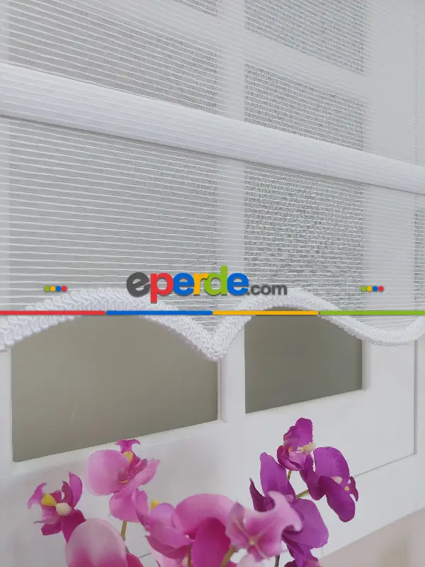 Çift Sistem Tül Stor Beyaz İnce Çizgili Modern Series- Beyaz