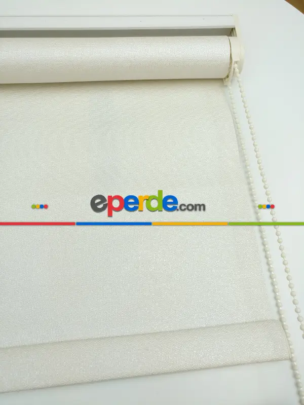 Stor Perde Pastel Simli Serisi (pvc Kaplama) Kalın Dokulu- Krem İnci