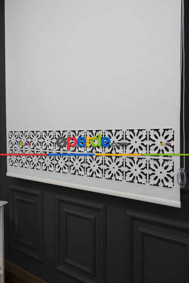 Ekru Renk Lazer Kesim Mat Stor Perde (ister Düz - İster Lazer Kesimli Satın Alın)