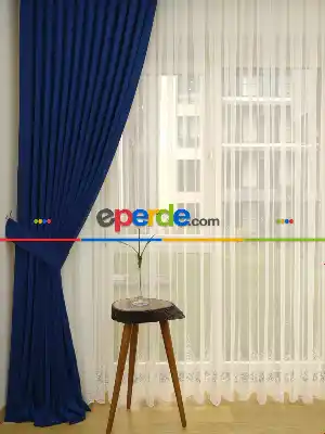 Parlement - Düz Fon Perde ( Dökümlü Fon Perde)- Saks Mavi