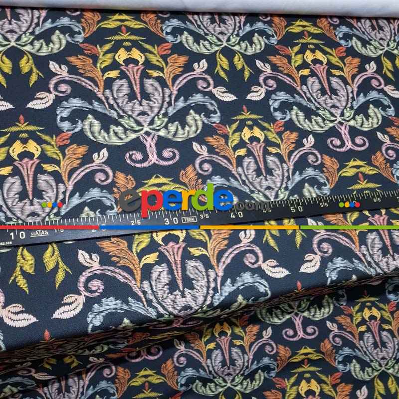 Etnik Desenli Fon Perde Evm203 Kumaşı Kalındır Duck Bezi Değildir-  Çok Renkli 3