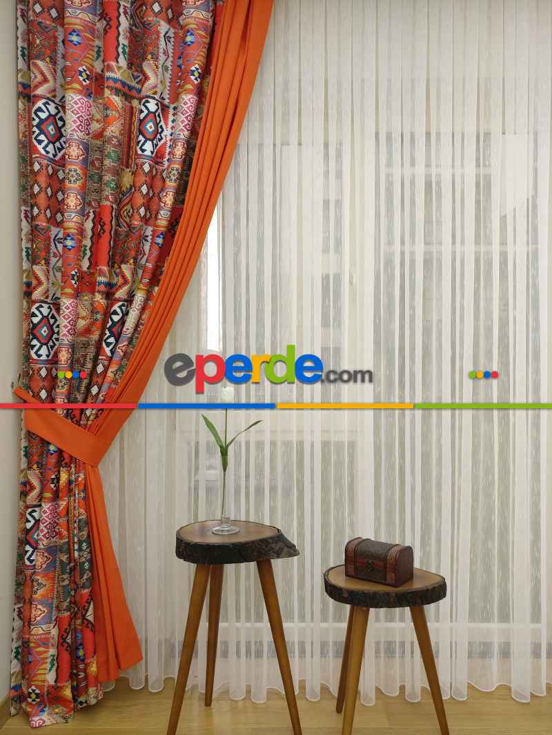 Kilim Desenli Mutfak Fon Perdesi-  Çok Renkli 3