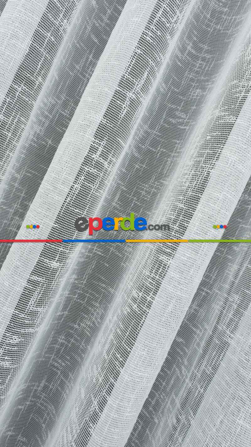 Favori Dolgulu Keten Yüksek Gramajlı Tül- Ekru