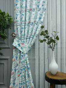 Uçak Desenli Fon Perde K679 Kumaşı Kalındır Duck Bezi Değildir.- Mavi-Gri-Füme-Antrasit-Kırmızı