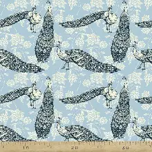 Tavuskuşu Desenli Fon Perde Evm709 Kumaşı Kalındır Duck Bezi Değildir- Siyah-Beyaz-Mavi Açık