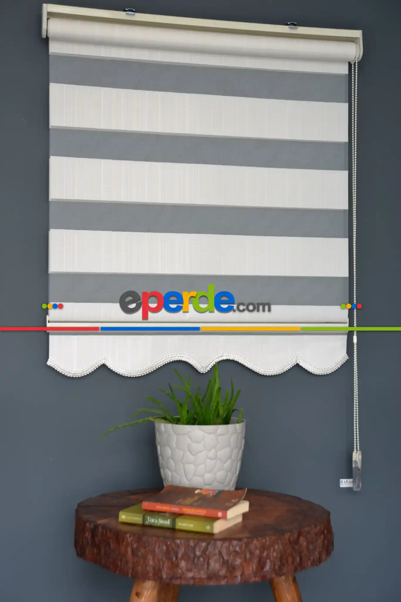 Halim Perdesan Jk-281 Ekru & Beyaz Renk Etekli Veya Eteksiz Zebra Stor Perde