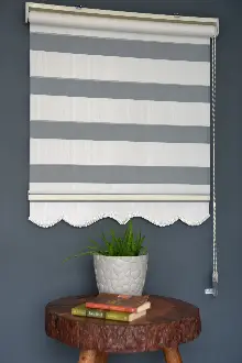 Halim Perdesan Jk-281 Ekru & Beyaz Renk Etekli Veya Eteksiz Zebra Stor Perde