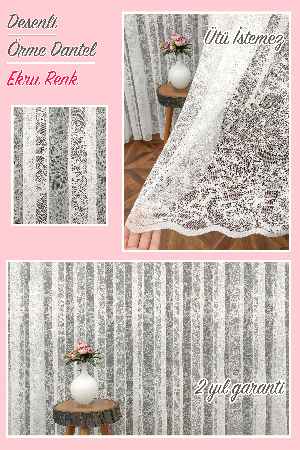 Fransız Dantel Tül Perde- Ekru Bt1509