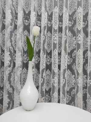 Salon Damask Desenli Örme Kdk Tül Perde %25 Ekstra İndirimli- Ekru