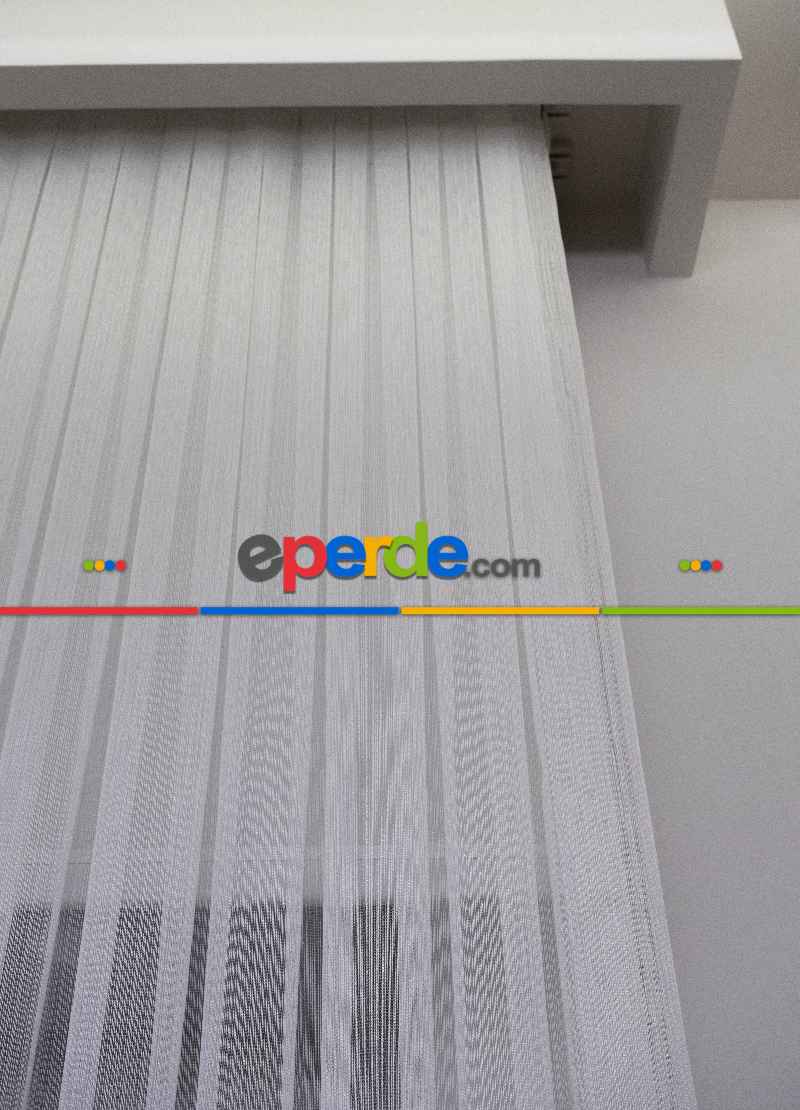 Çizgili Düz Tül Perde - Sedef Simli Tül - Ütü İstemez - Kurşunlu Tül