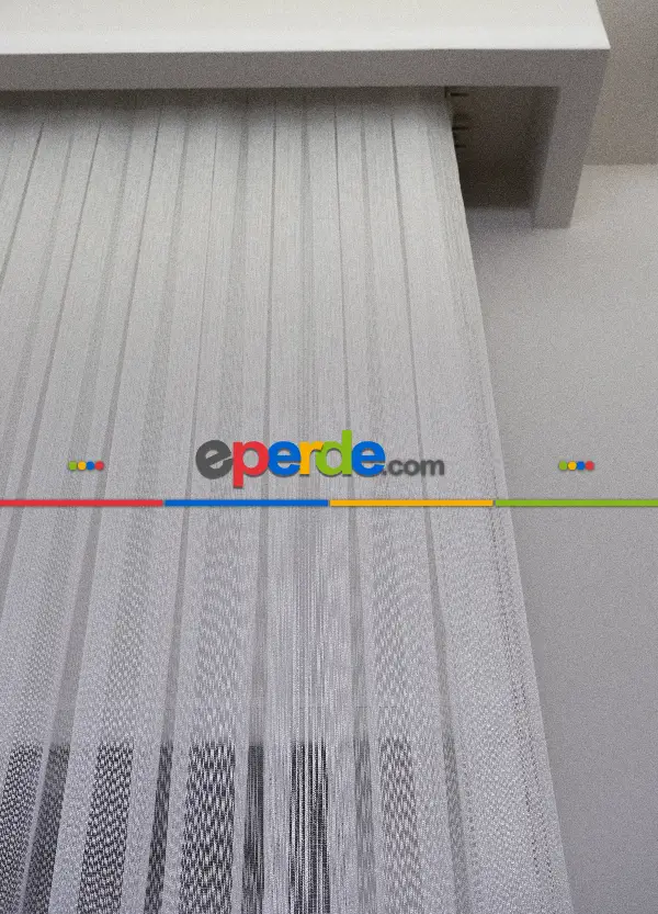 Çizgili Düz Tül Perde - Sedef Simli Tül - Ütü İstemez - Kurşunlu Tül