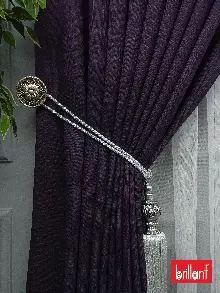 Brillant Keten Mor Renk Düz Fon Perde - Mor Patlıcan Moru