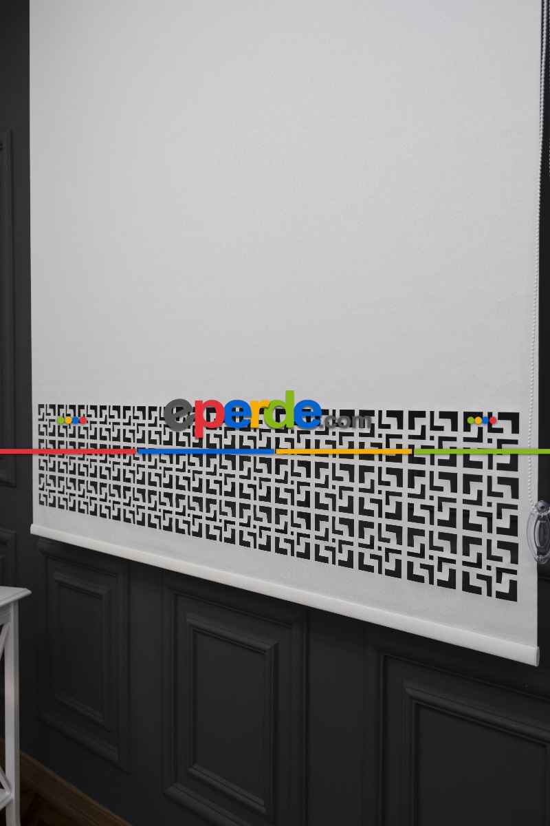 Ekru Renk Lazer Kesim Mat Stor Perde (ister Düz - İster Lazer Kesimli Satın Alın)