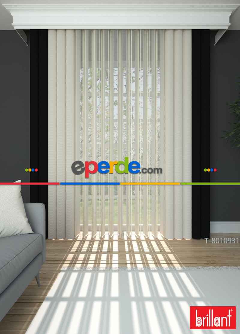 Brillant Akıllı Tül Siyah-krem Perde Tül Dikey Zebra Perde Düz 1. Kalite