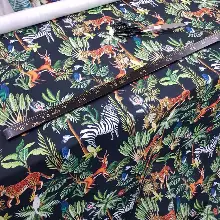 Tropikal Hayvan Desenli Fon Perde Evm581 Kumaşı Kalındır Duck Bezi Değildir- Yeşil-Mavi-Gri-Füme-Antrasit-Sarı-Beyaz-Turuncu