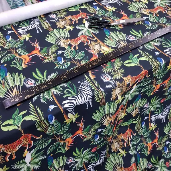 Tropikal Hayvan Desenli Fon Perde Evm581 Kumaşı Kalındır Duck Bezi Değildir- Yeşil-Mavi-Gri-Füme-Antrasit-Sarı-Beyaz-Turuncu