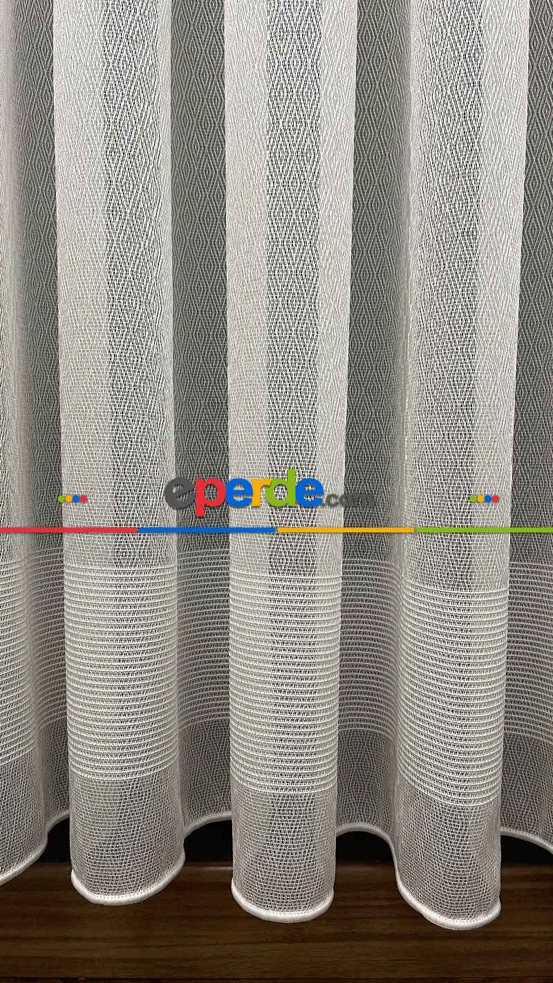 Salon - Premium Kalite Trend Perde Modelleri 2025 -çavuş Desen Enine Kumaş Bantlı Dokuma Tül Perde 04