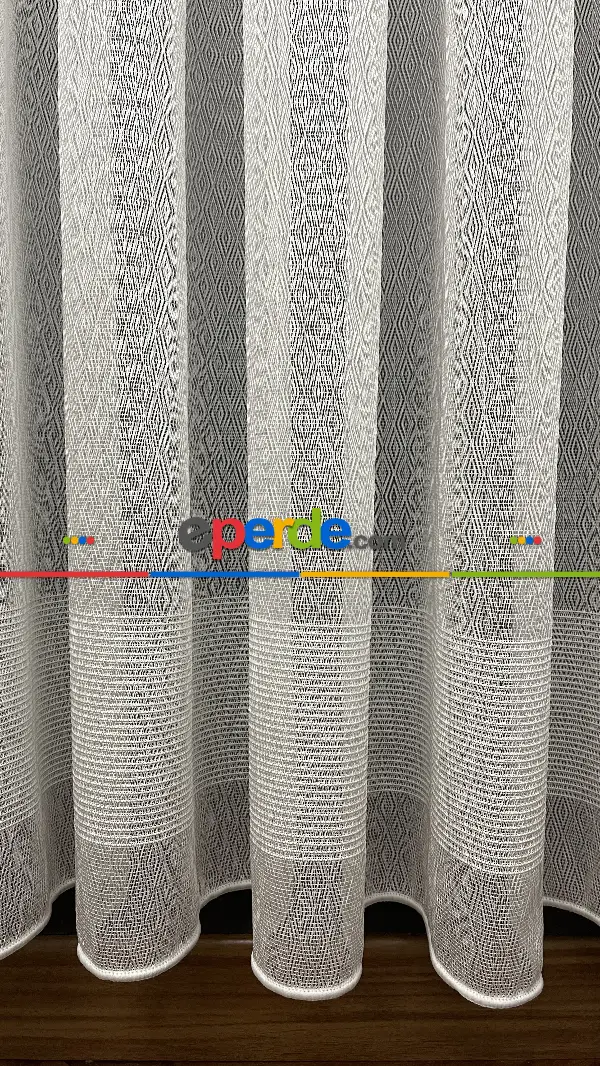 Salon - Premium Kalite Trend Perde Modelleri 2025 -çavuş Desen Enine Kumaş Bantlı Dokuma Tül Perde 04