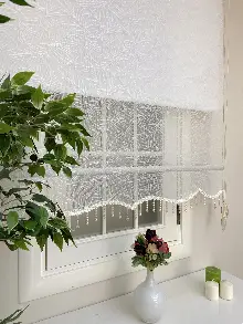 Brillant - Stor Perde - Yeni Sezon Çiftli Sistem Tül Ve Stor Perde - Çam Desen- Krem Açık-ekru