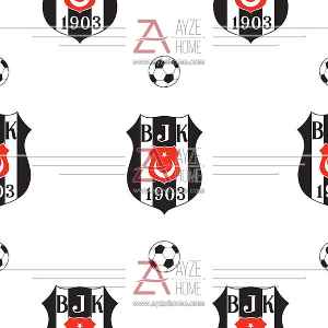 Genç Odası - Taraftar - Beşiktaş Desen Baskılı Zebra Perde- Siyah-kırmızı-beyaz-ekru