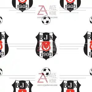 Genç Odası - Taraftar - Beşiktaş Desen Baskılı Zebra Perde- Siyah-kırmızı-beyaz-ekru