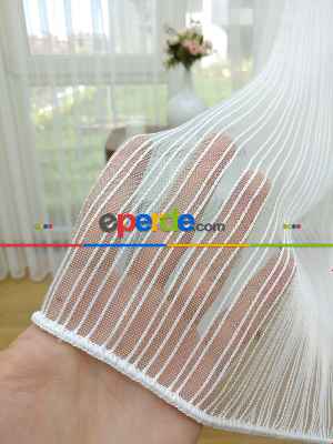 Brillant Zincir Desenli Düz Armür Tül Perde - Yüksek Gramajlı - (ütü Gerektirmez)- Ekru