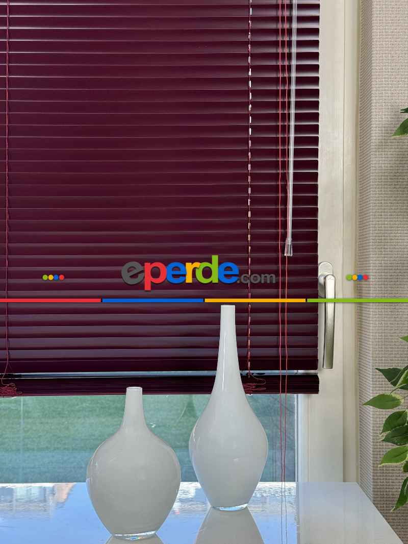 Mutfak Jaluzi - Bordo Alüminyum Jaluzi Perde - 25mm