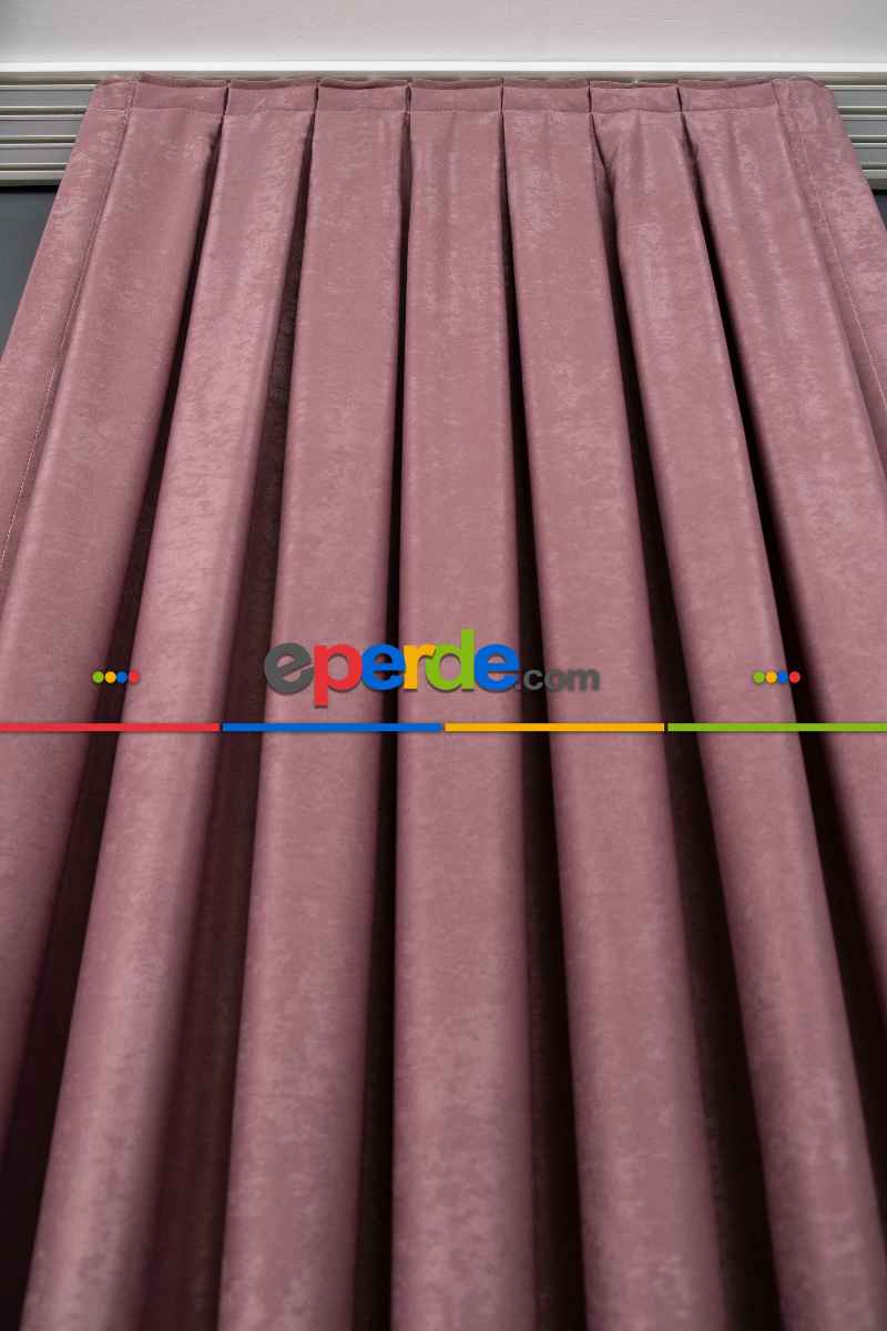 Oturma Odası - Soft Fon Perde Gül Kurusu Dökümlü En - Gül Kurusu