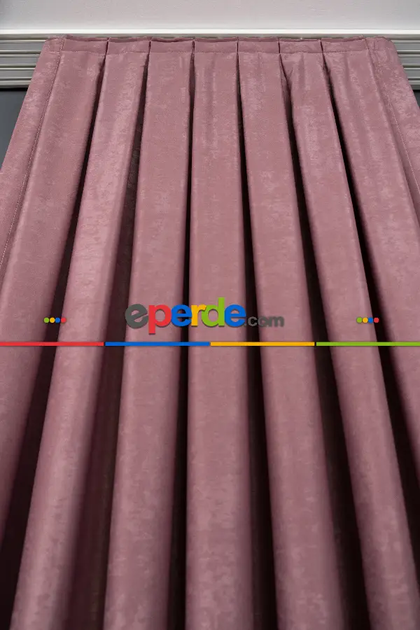 Yatak Odası - Soft Fon Perde Gül Kurusu Dökümlü En - Gül Kurusu