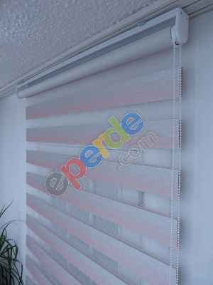 Pudra Pembe Gri Bambu Zebra Perde Degrade Geçişli