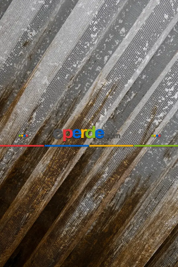 Salon Tül Modelleri - Modern Hardal Ve Mavi Desenli Degrade Geçişli Örme Tül Perde Yüksek Kalite