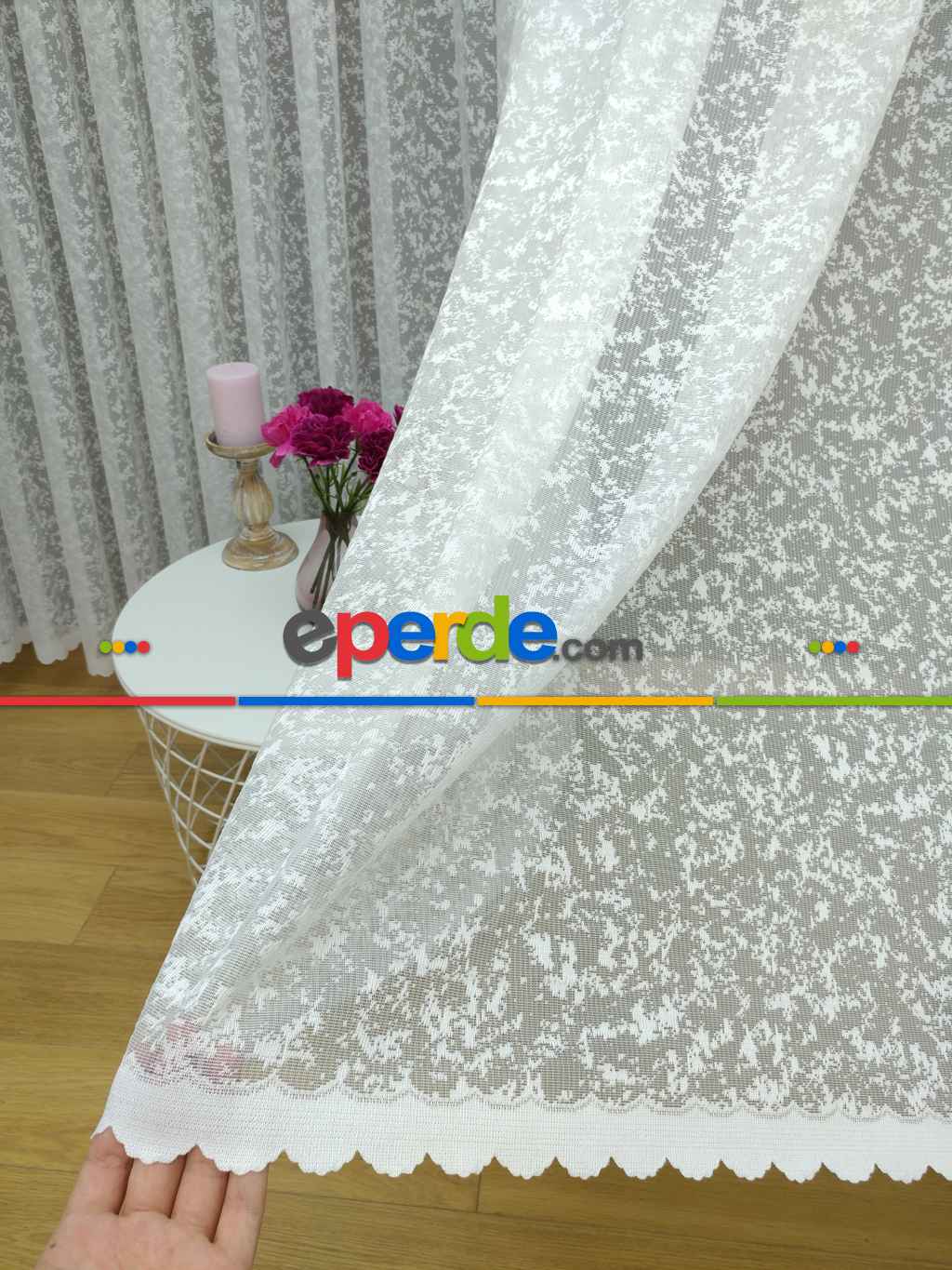 250 X 255cm Cam İçin Hazır Tül Perde (6,25mt Kumaş Kullanılır)- Ekru 250cm X 255cm 