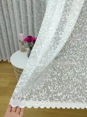 250 X 255cm Cam İçin Hazır Tül Perde (6,25mt Kumaş Kullanılır)- Ekru 250cm X 255cm 