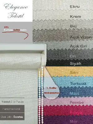 Yaldızlı Stor Perde - Panama Simli Seri - Kalın Dokulu 13 Farklı Renk- Siyah-mavi-gri-füme-antrasit-sarı-krem-bej-turkuaz-pembe-mor-fuşya-vizon Rengi-ekru-çok Renkli
