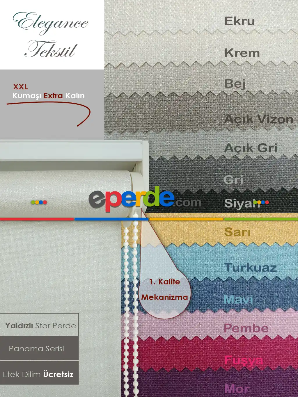 Yaldızlı Stor Perde - Panama Simli Seri - Kalın Dokulu 13 Farklı Renk- Siyah-mavi-gri-füme-antrasit-sarı-krem-bej-turkuaz-pembe-mor-fuşya-vizon Rengi-ekru-çok Renkli