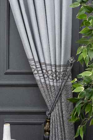 Gri Desenli Pano Fon Perde